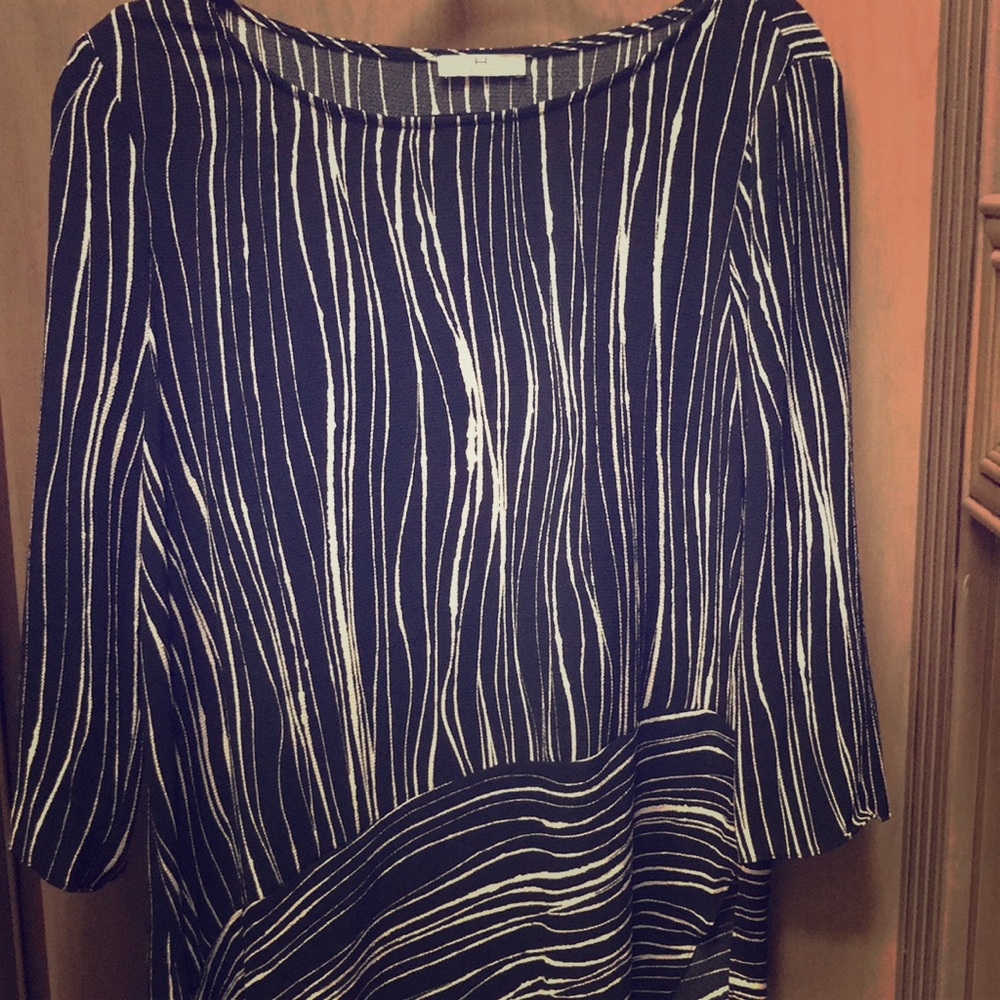 Halston striped tunic blouse